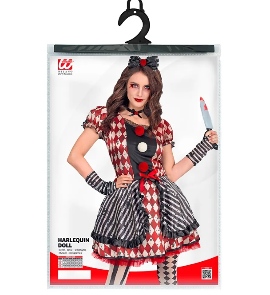Strój na Halloween damski LALKA HARLEQUIN