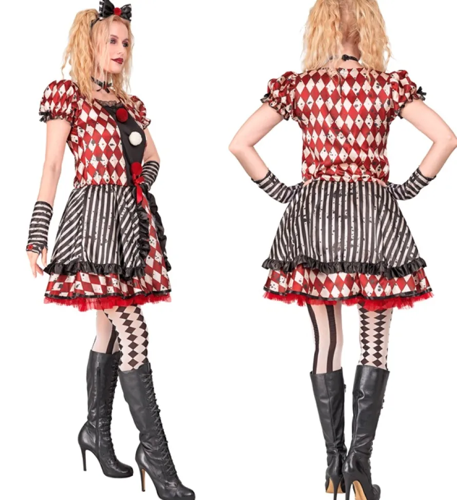 Strój na Halloween damski LALKA HARLEQUIN