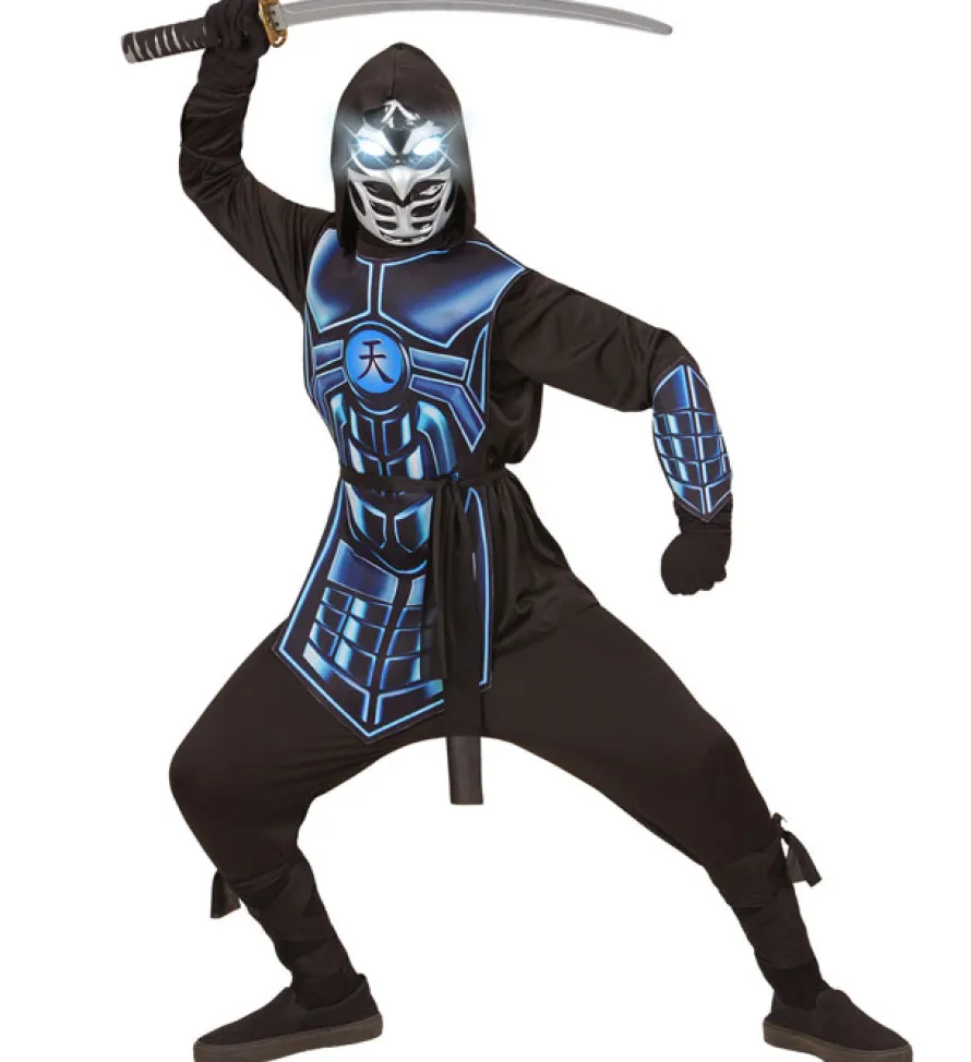 Strój ninja CYBER NINJA ze świecącą maską