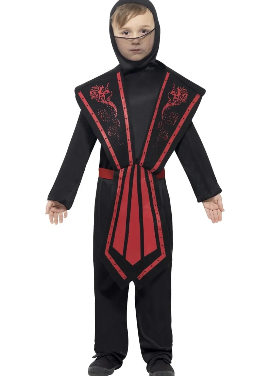 Strój NINJA czarno-czerwony dla dziecka