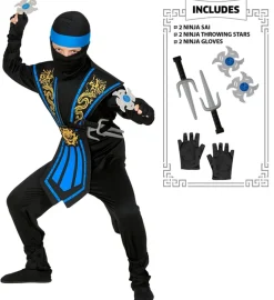 Strój ninja z bronią KOMBAT niebieski