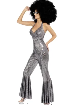 Strój w stylu lat 70 DISCO DIVA srebrny