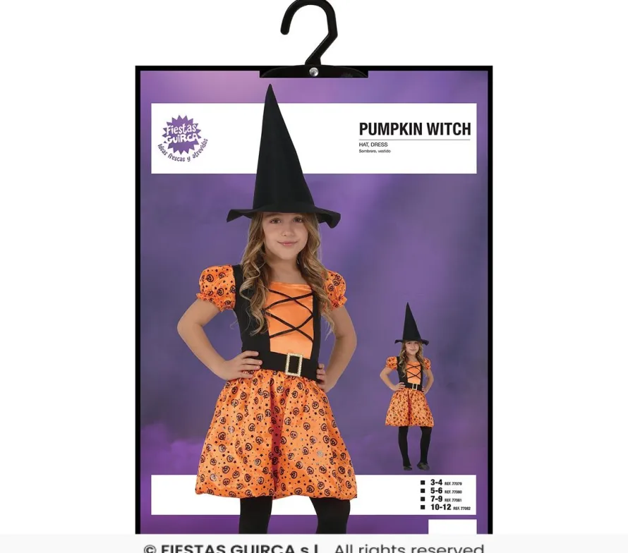 Sukienka na Halloween dla dziewczynki DYNIOWA CZAROWNICA
