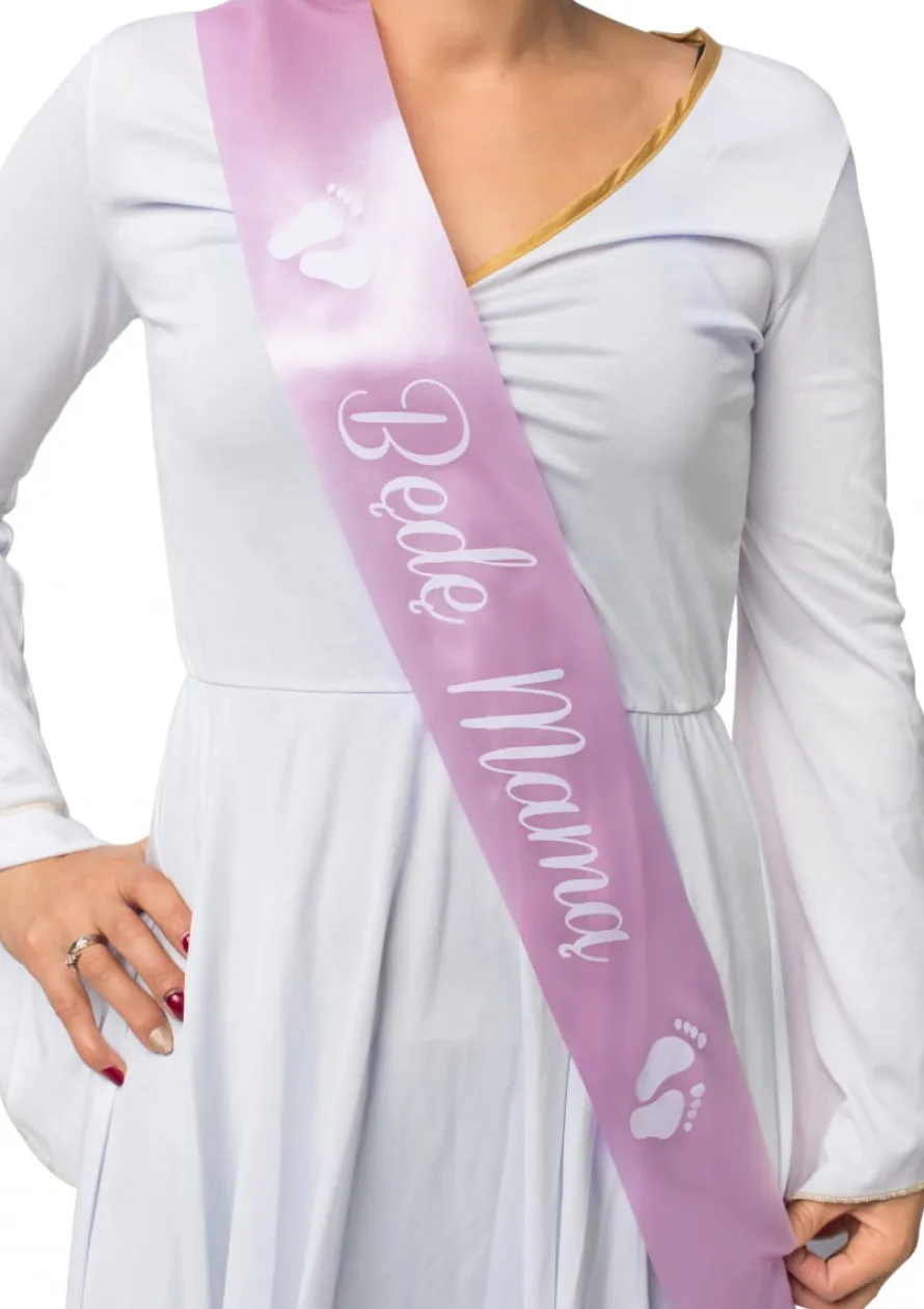 Szarfa na baby shower BĘDĘ MAMĄ różowa