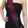 Szarfa na wieczór panieński HEN PARTY czarna z różowym napisem