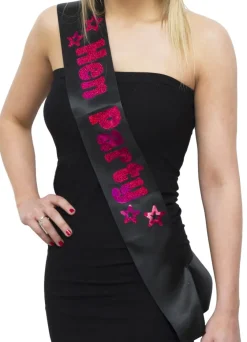 Szarfa na wieczór panieński HEN PARTY czarna z różowym napisem