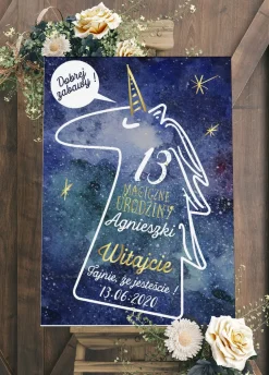 Tablica na powitanie gości URODZINY Z JEDNOROŻCEM