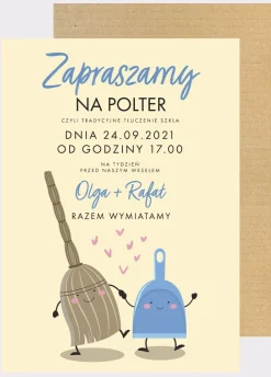 Tablica powitalna dla gości ZAPROSZENIE NA POLTER razem wymiatamy