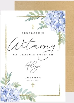 Tablica powitalna gości DEKORACJA SALI NA CHRZEST