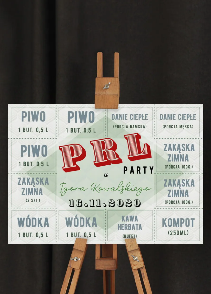 Tablica powitalna gości PRL PARTY