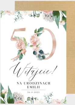 Tablica powitalna na 50 urodziny KWIATY personalizowana