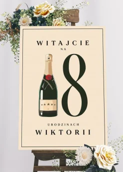 Tablica powitalna na 18 urodziny SZAMPAN