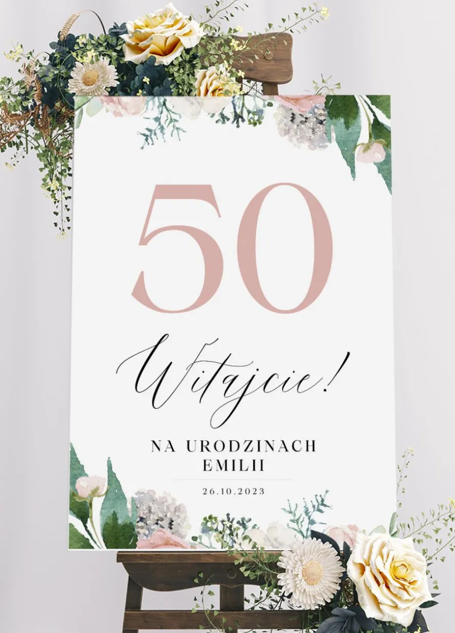 Tablica powitalna na urodziny KWIATY