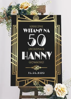 Tablica powitalna personalizowana ART DECO dekoracja na urodziny
