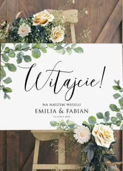 Tablica powitalna WESELE boho personalizowana