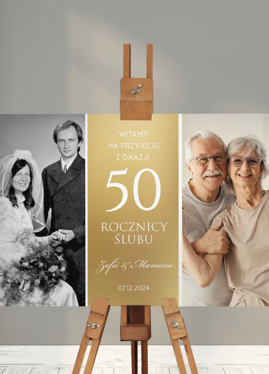 Tablica powitalna ze zdjęciem DEKORACJA NA 50 ROCZNICĘ ŚLUBU złote gody