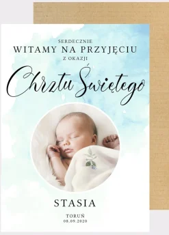 Tablica powitalna ze zdjęciem CHRZEST chłopca