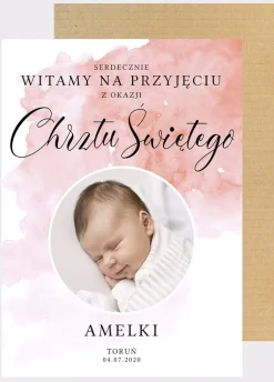 Tablica powitalna ze zdjęciem CHRZEST dziewczynki