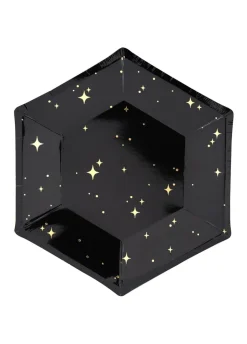 Talerze jednorazowe eleganckie GOLD STAR czarno-złote 20cm (6szt.)
