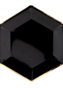Talerze jednorazowe eleganckie GOLD STAR czarno-złote 23cm (6szt.)