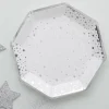Talerzyki białe w srebrne gwiazdki GWIAZDA 23cm (8szt.)