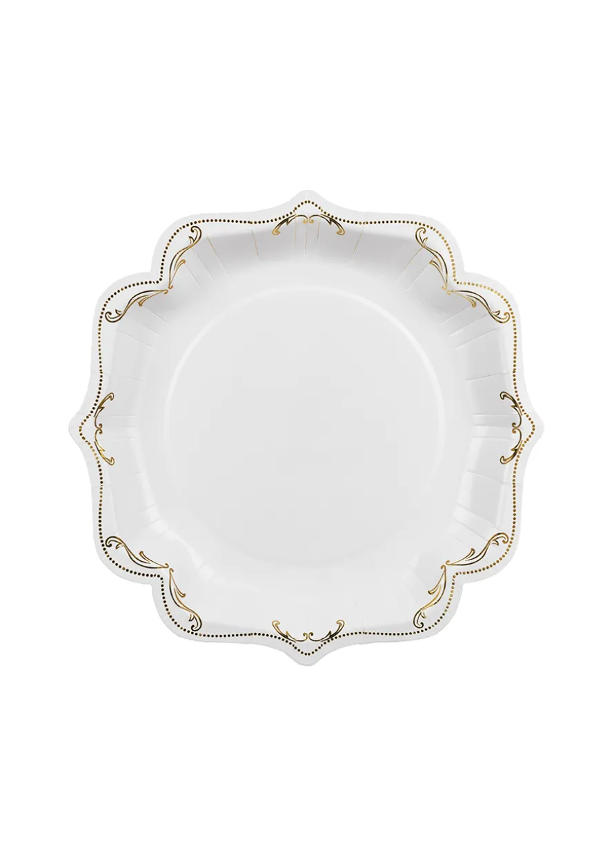 Talerzyki jednorazowe eleganckie Z ORNAMENTEM 26cm (6szt.)