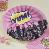 Talerzyki jednorazowe na wieczór panieński imprezę PINK POP ART 23cm (8szt.)