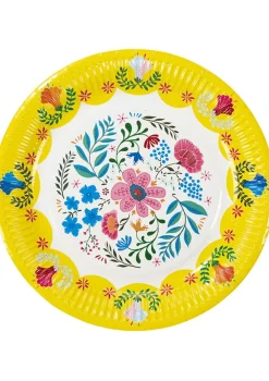 Talerzyki jednorazowe w stylu BOHO FLORAL 23cm (12szt.)