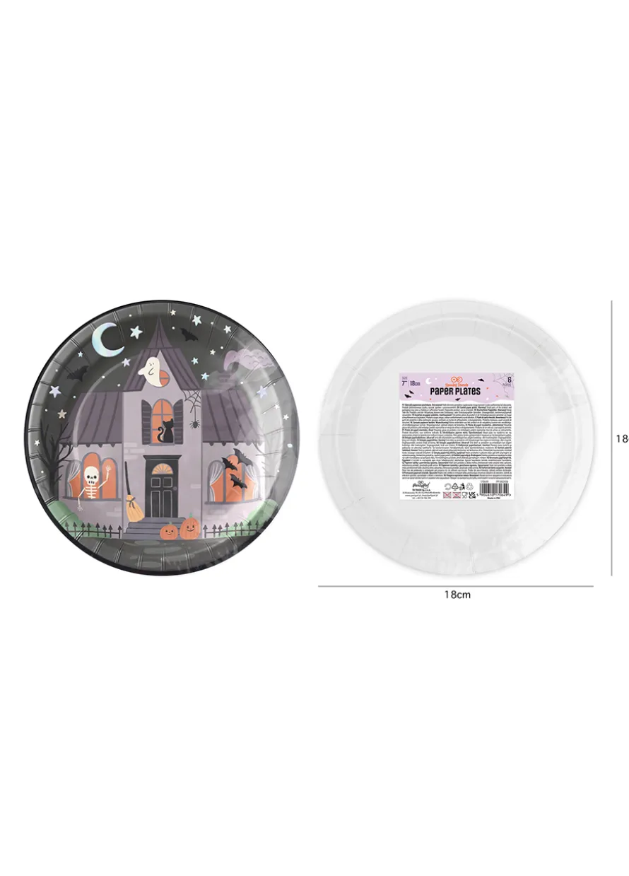Talerzyki papierowe HALLOWEEN SPOOKY FRIENDS 18 cm (6 szt.)