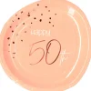 Talerzyki papierowe na 50 urodziny ELEGANT BLUSH (8szt.)