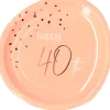 Talerzyki papierowe na 40 urodziny ELEGANT BLUSH (8szt.)