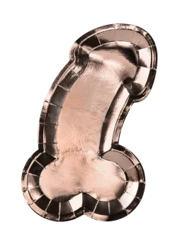 Talerzyki papierowe na wieczór panieński PENIS różowe złoto (6szt.)