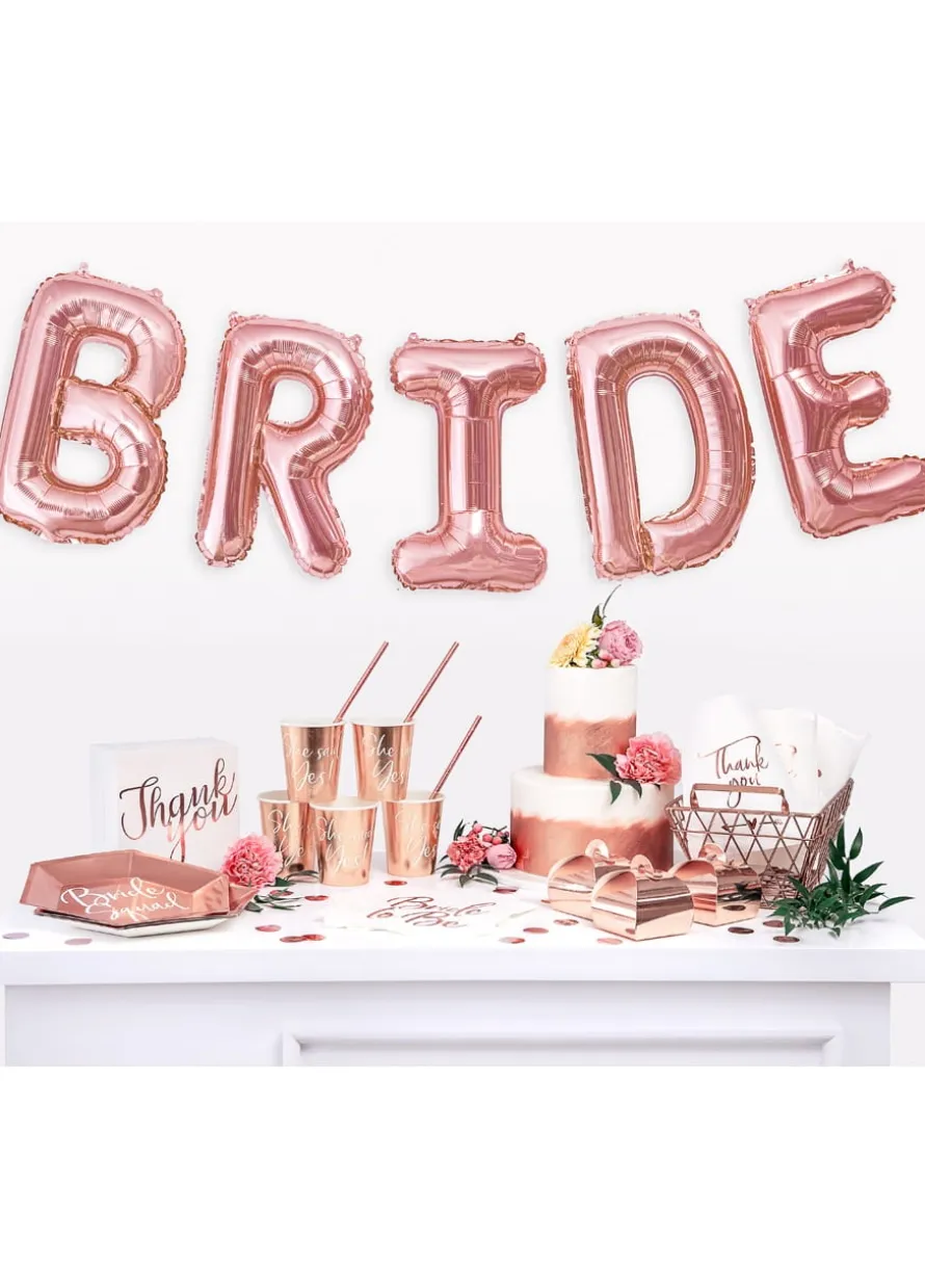 Talerzyki papierowe na wieczór panieński BRIDE SQUAD różowe złoto 23cm (6szt.)