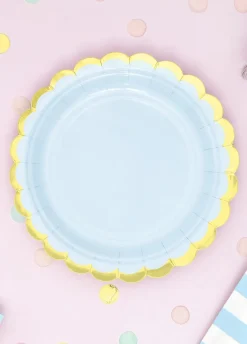 Talerzyki papierowe niebieskie PASTELE 18cm (6szt.)