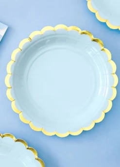 Talerzyki papierowe niebieskie PASTELE 18cm (6szt.)
