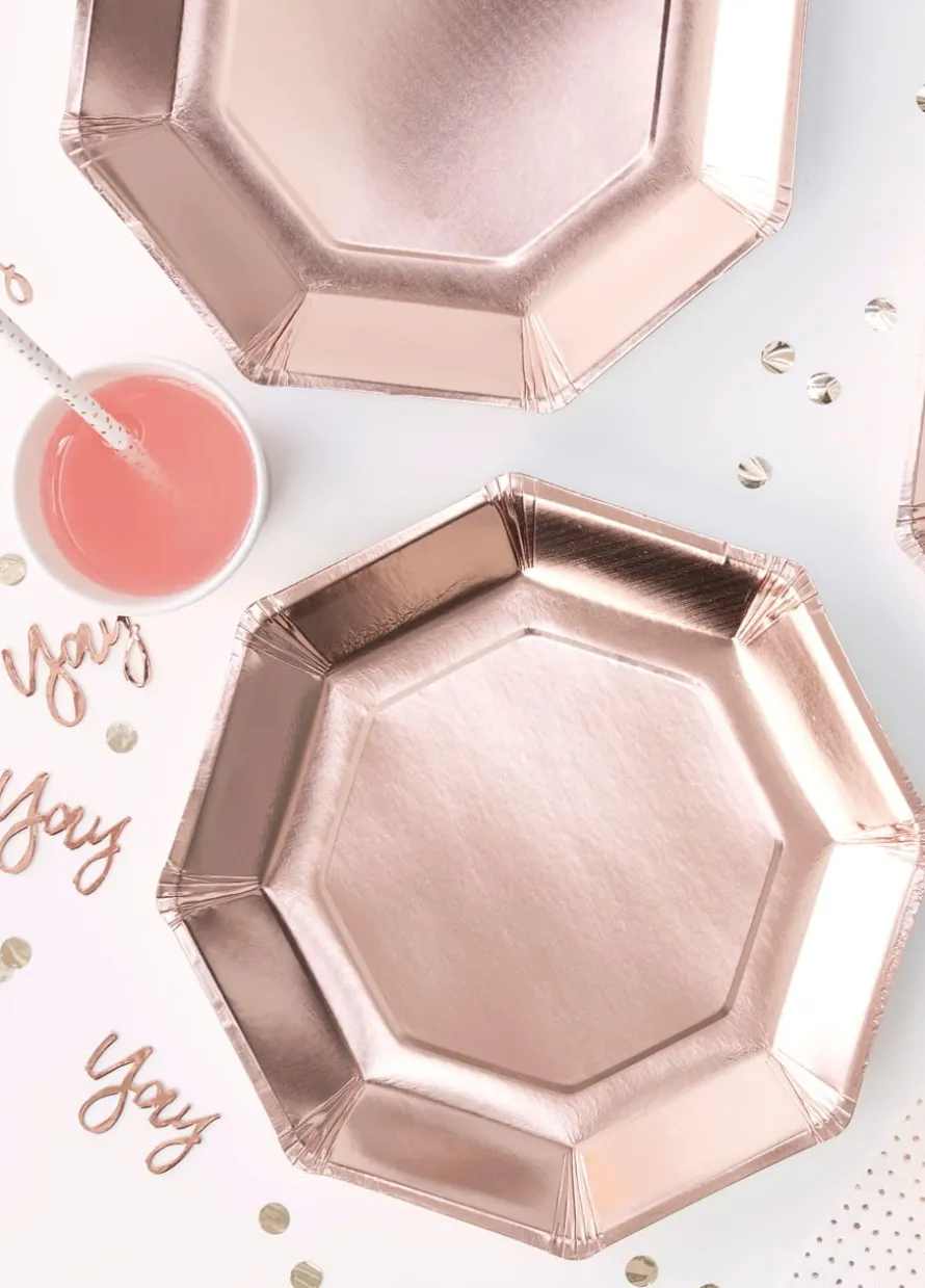 Talerzyki papierowe rose gold PICK & MIX różowe złoto (8szt.)