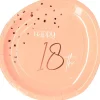 Talerzyki papierowe 18 URODZINY ELEGANT BLUSH 23cm (8szt.)