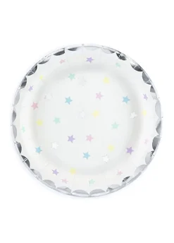 Talerzyki papierowe w gwiazdki PASTELOWY JEDNOROŻEC (6szt.)