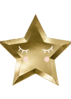 Talerzyki papierowe złote GWIAZDA (6szt.)