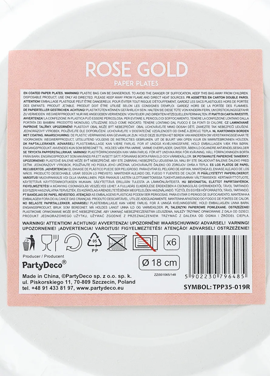 Talerzyki ROSE GOLD papierowe 18cm (6szt.)