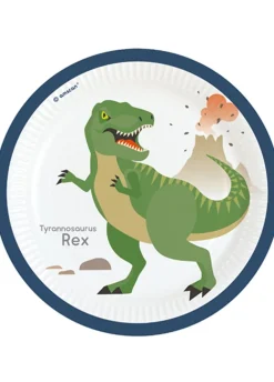 Talerzyki urodzinowe dla dzieci SZCZĘŚLIWY DINOZAUR 23cm (8szt.)