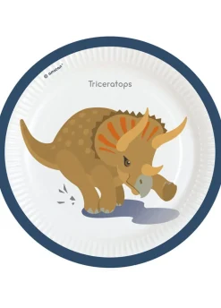 Talerzyki urodzinowe dla dzieci SZCZĘŚLIWY DINOZAUR 23cm (8szt.)