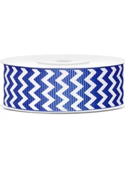 Tasiemka rypsowa CHEVRON niebieska 25mm/10m