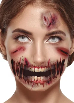 Tatuaże na twarz KRWAWA CZASZKA akcesoria na Halloween