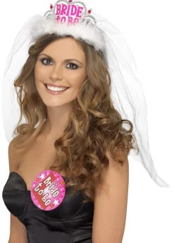 Tiara z welonem BRIDE TO BE z białym futerkiem