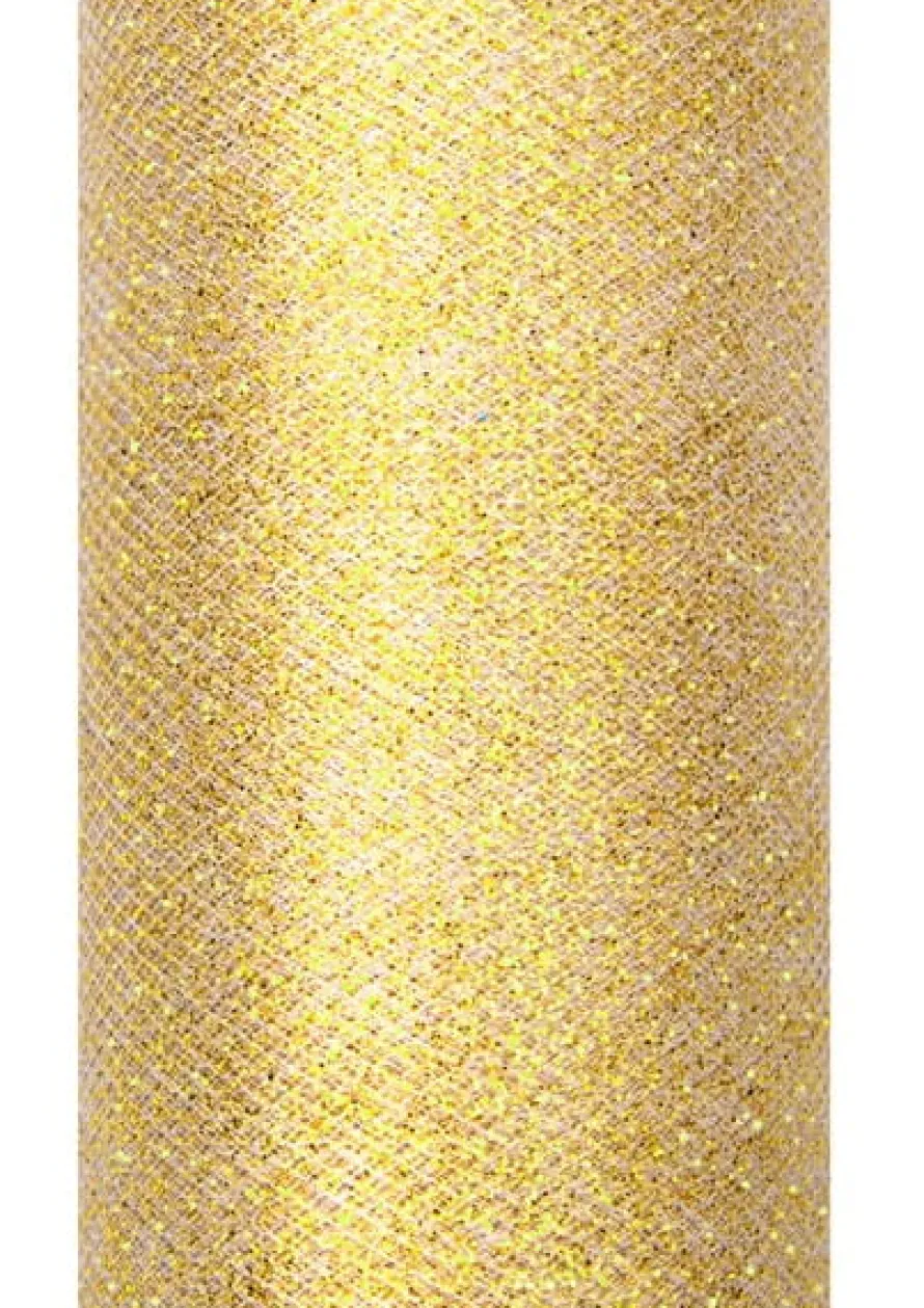 Tiul GLITTERY złoty 15cm x 9m