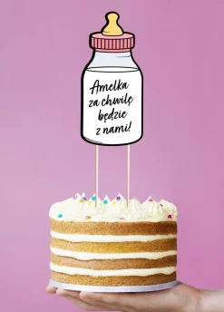 Topper na baby shower dziewczynki BUTELKA