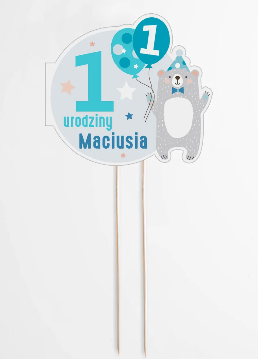 Topper na roczek MAŁY MIŚ z personalizacją