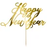 Topper na tort HAPPY NEW YEAR złoty