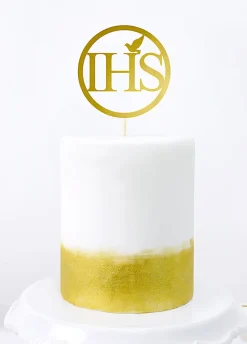 Topper na tort komunijny IHS złoty